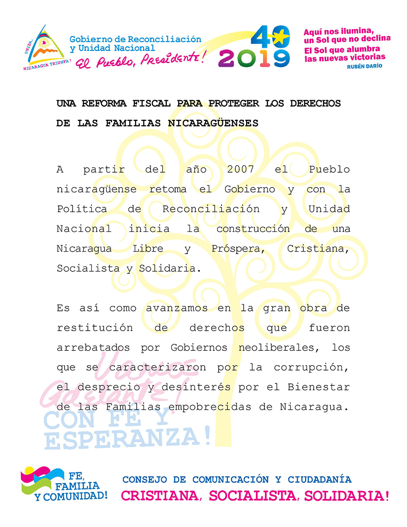una reforma fiscal para proteger los derechos de las familias nicaragüenses